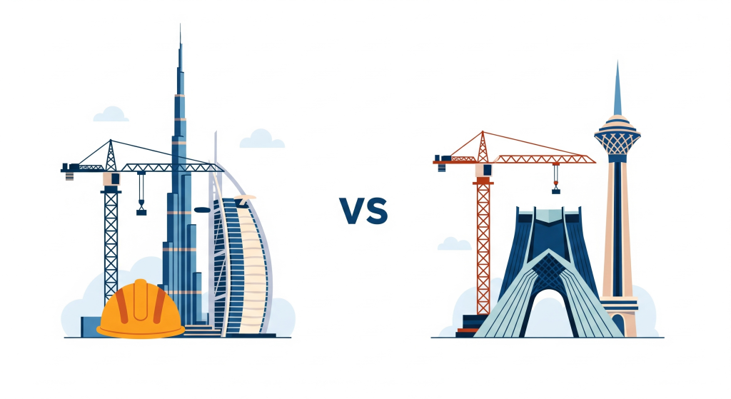 مقایسه بخش ساخت‌وساز دبی در برابر ایران